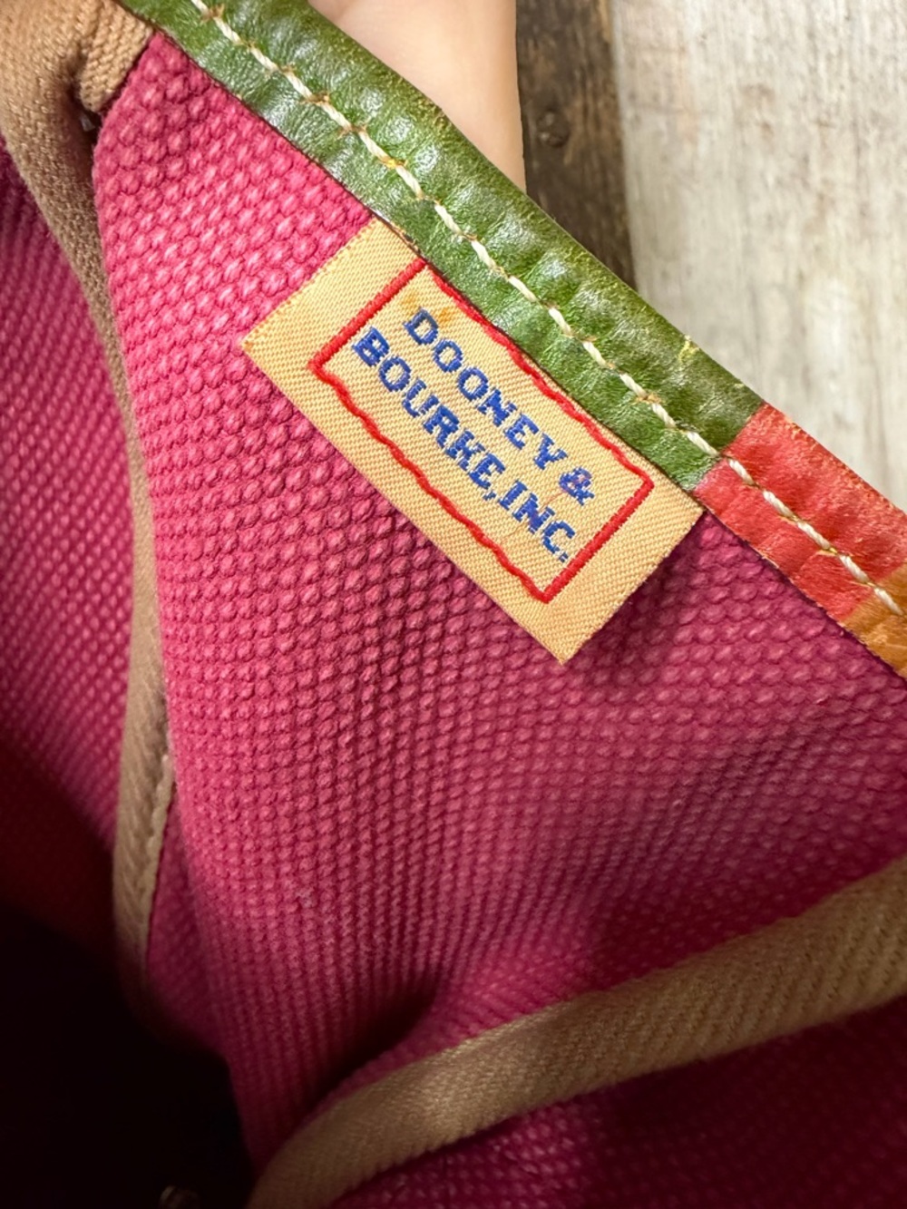 VTG Dooney & Bourke Pink Canvas Multicolor Leather Tote Shoulder Bag Y2K - Picture 11 of 15